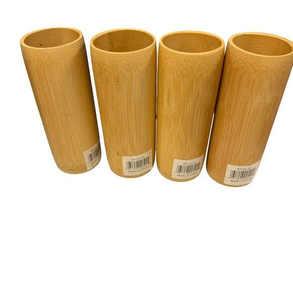 Set Of 4 Natural Bamboo Vases - Picture 3 of 4